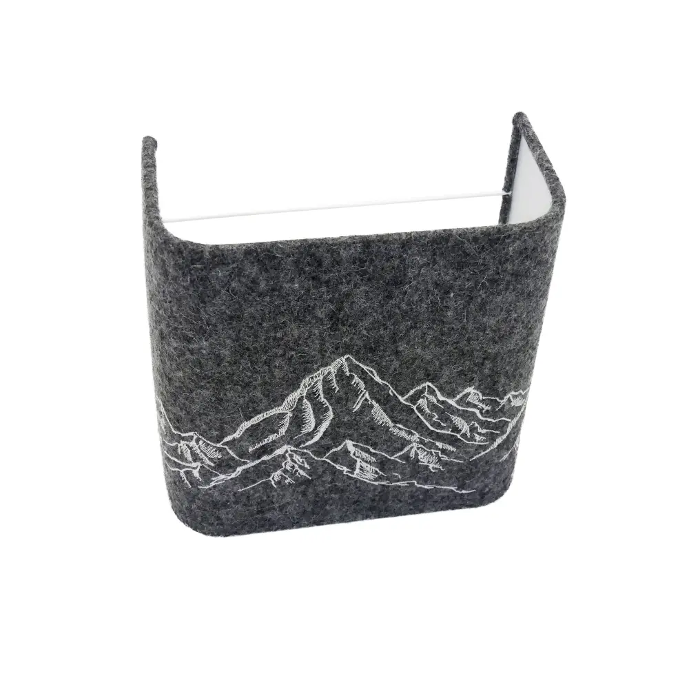 Ecran Mural gris anthracite avec Broderie écrue – Image 3