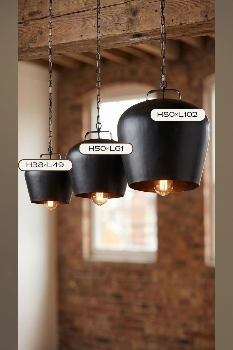 SUSPENSION CLOCHE NOIRE 3 Tailles – Image 2