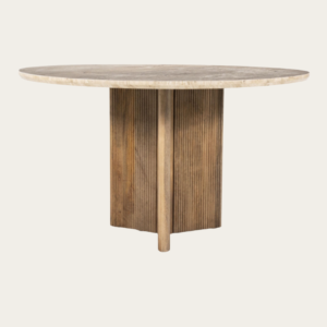 Table ronde Sara Ø 130 cm effet travertin |