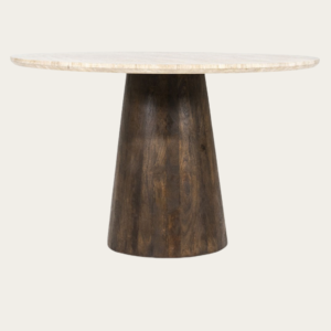 Table ronde Aikin Ø 130 cm travertin & bois |