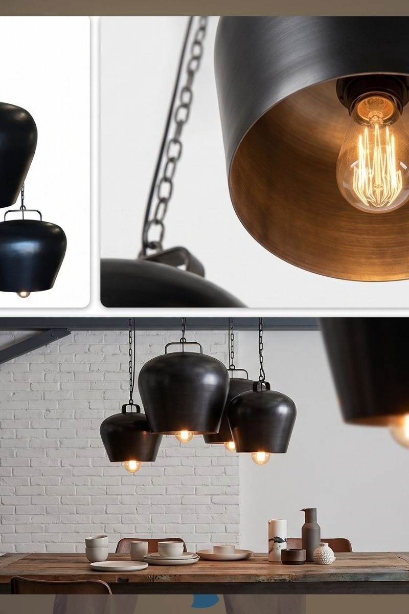 SUSPENSION CLOCHE NOIRE 3 Tailles – Image 3