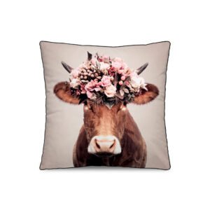Coussin Velours Vache Marguerite