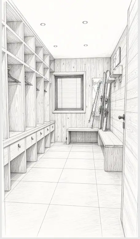 Croquis du ski room