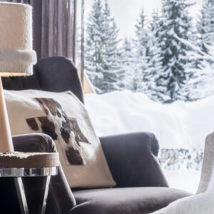 Coussin Dolomite, croix en peau de vache