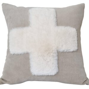 Coussin Mont Blanc, velours côtelé et croix