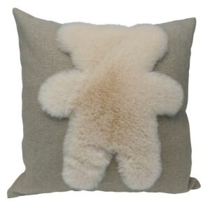 Coussin Burnaby lin, motif ourson