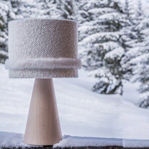 Lampe à poser Cocooning, bois et tissu écru