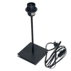 Pied de lampe en métal noir, base carrée