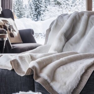 Plaid Adams en laine et fausse fourrure