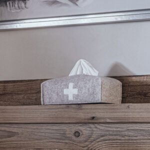 Housse de boîte à mouchoirs en feutre, croix suisse