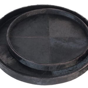 Set de 2 plateaux ronds Lake en peau de vache – Maison Yak