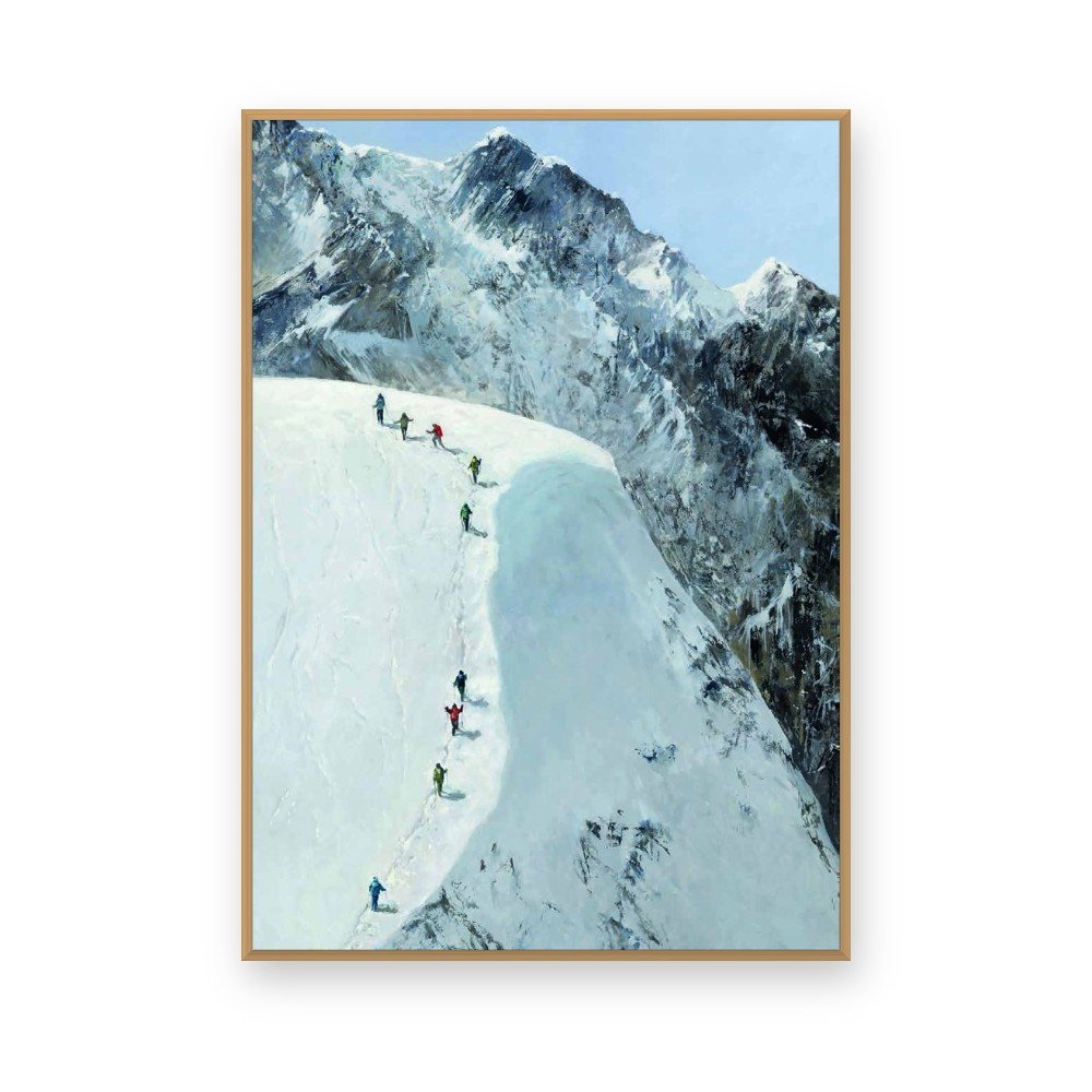 Toile « Alpinistes » en caisse américaine chêne