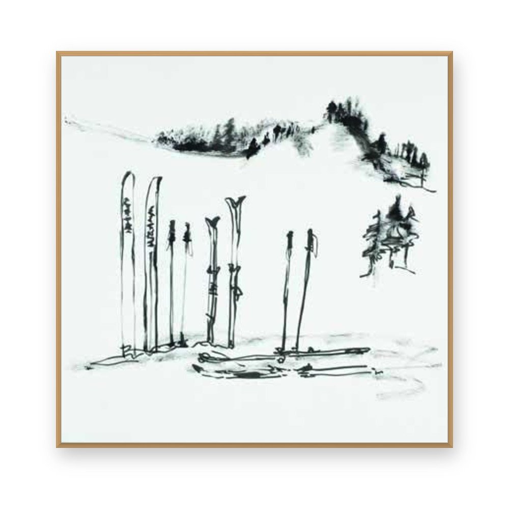 Toile « Bâtons de ski » en caisse américaine chêne