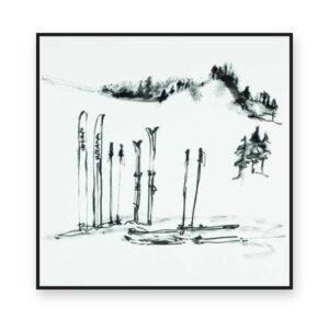 Toile « Bâtons de ski » en caisse américaine noire