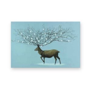 Cerf de Noël lumineux<span> – </span>90 × 70 cm, Toile seule