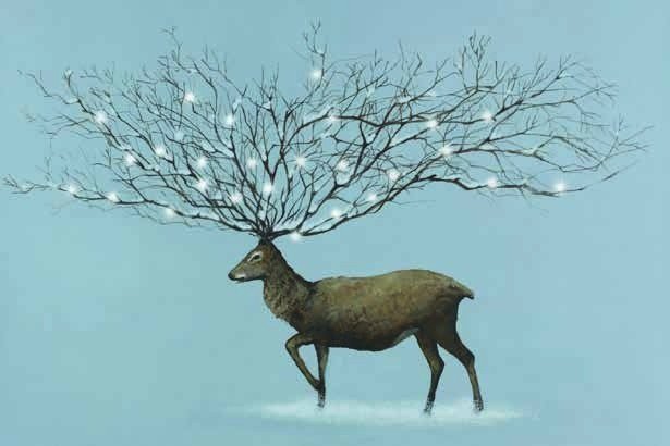 Toile Cerf de Noël lumineux
