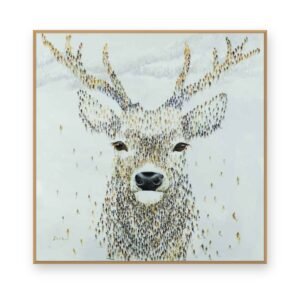 Toile « Cerf skieurs » en caisse américaine chêne