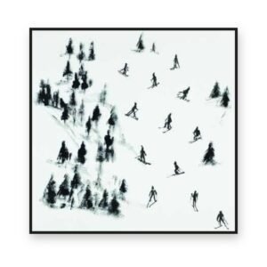Toile « Skieurs » en caisse américaine noire
