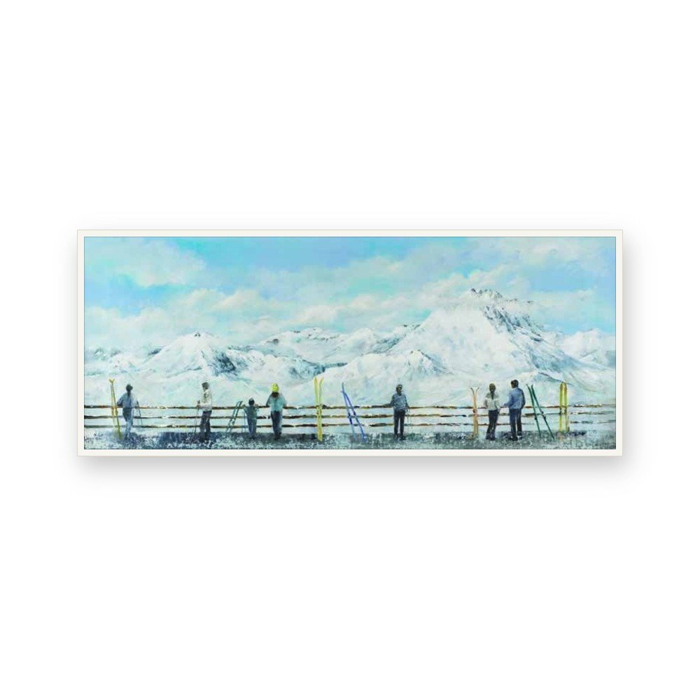 Toile « Terrasse à la montagne » en caisse américaine blanche