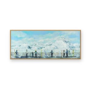 Toile « Terrasse à la montagne » en caisse américaine chêne