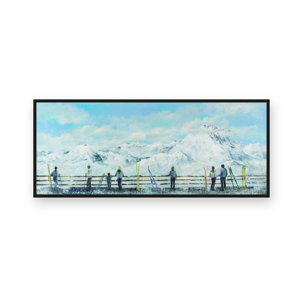 Toile « Terrasse à la montagne » en caisse américaine noire